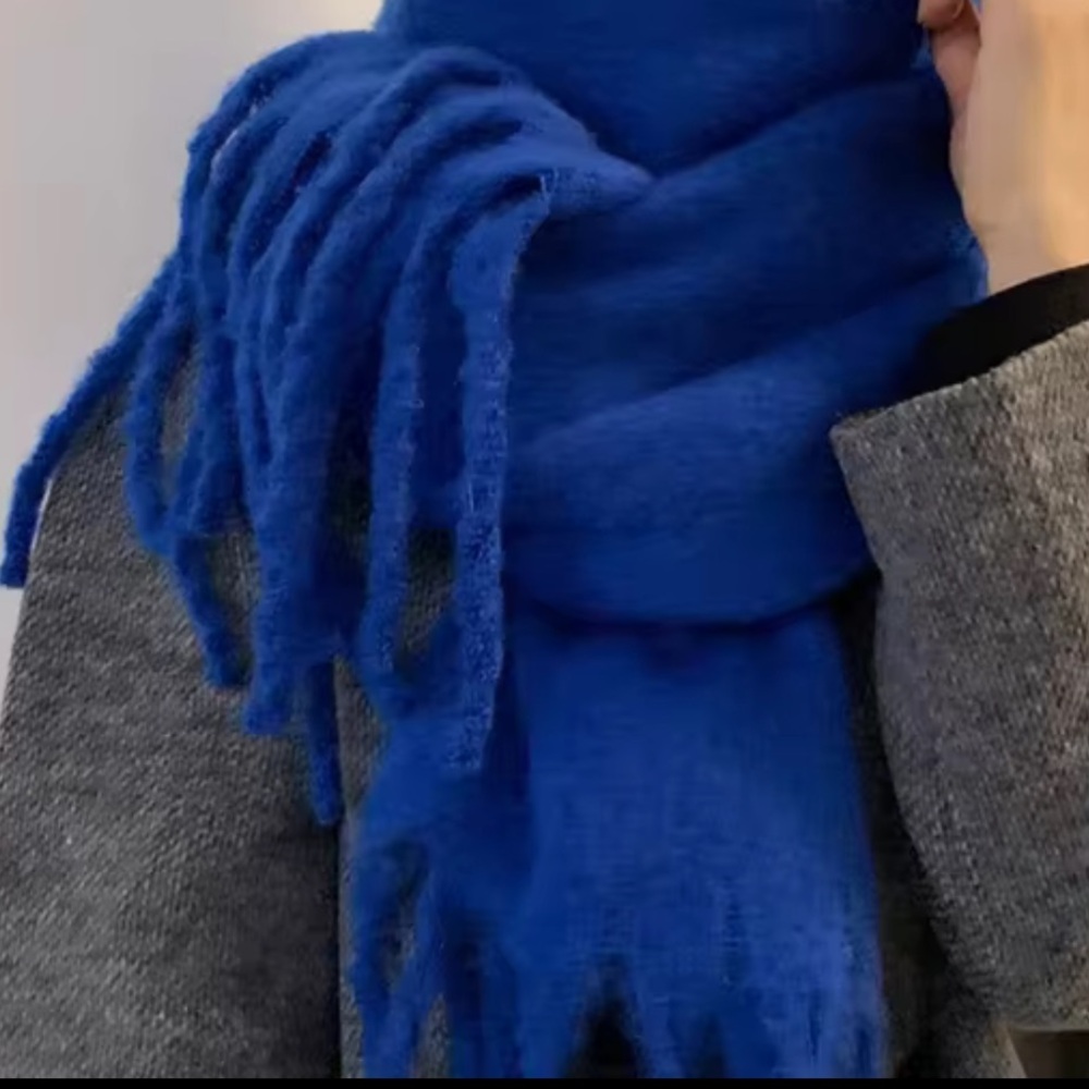 Oversized fashion blue scarf shawl warm winter accessories
